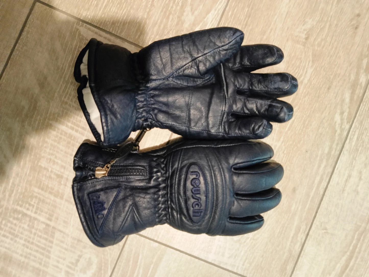 Reush guanto pelle blu uomo tg M vintage