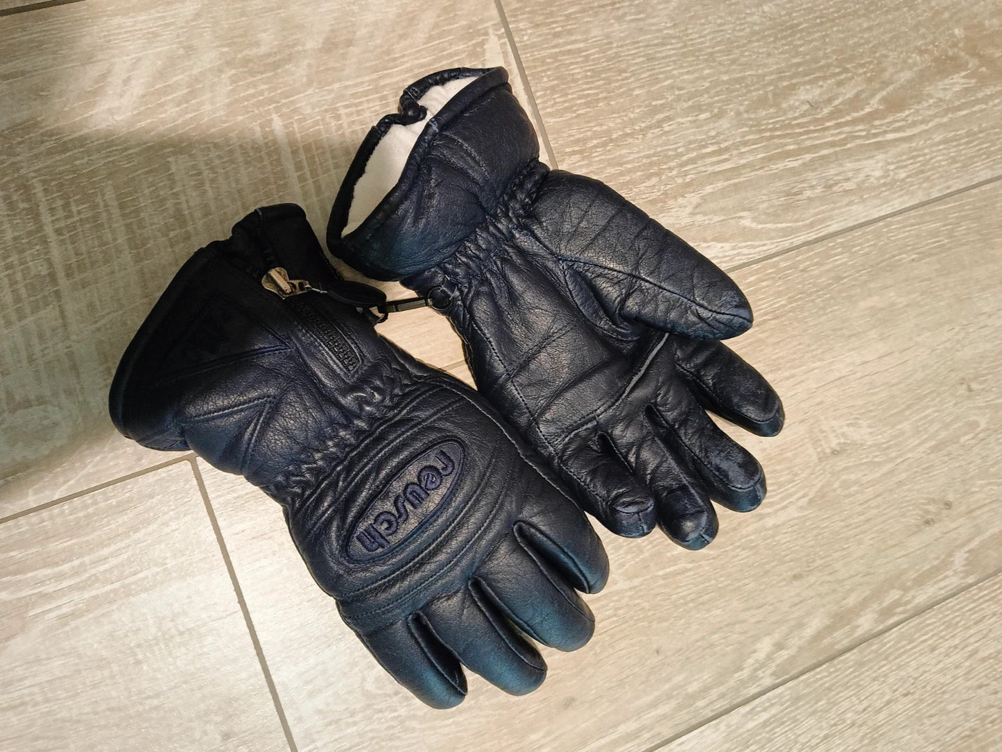 Reush guanto pelle blu uomo tg M vintage