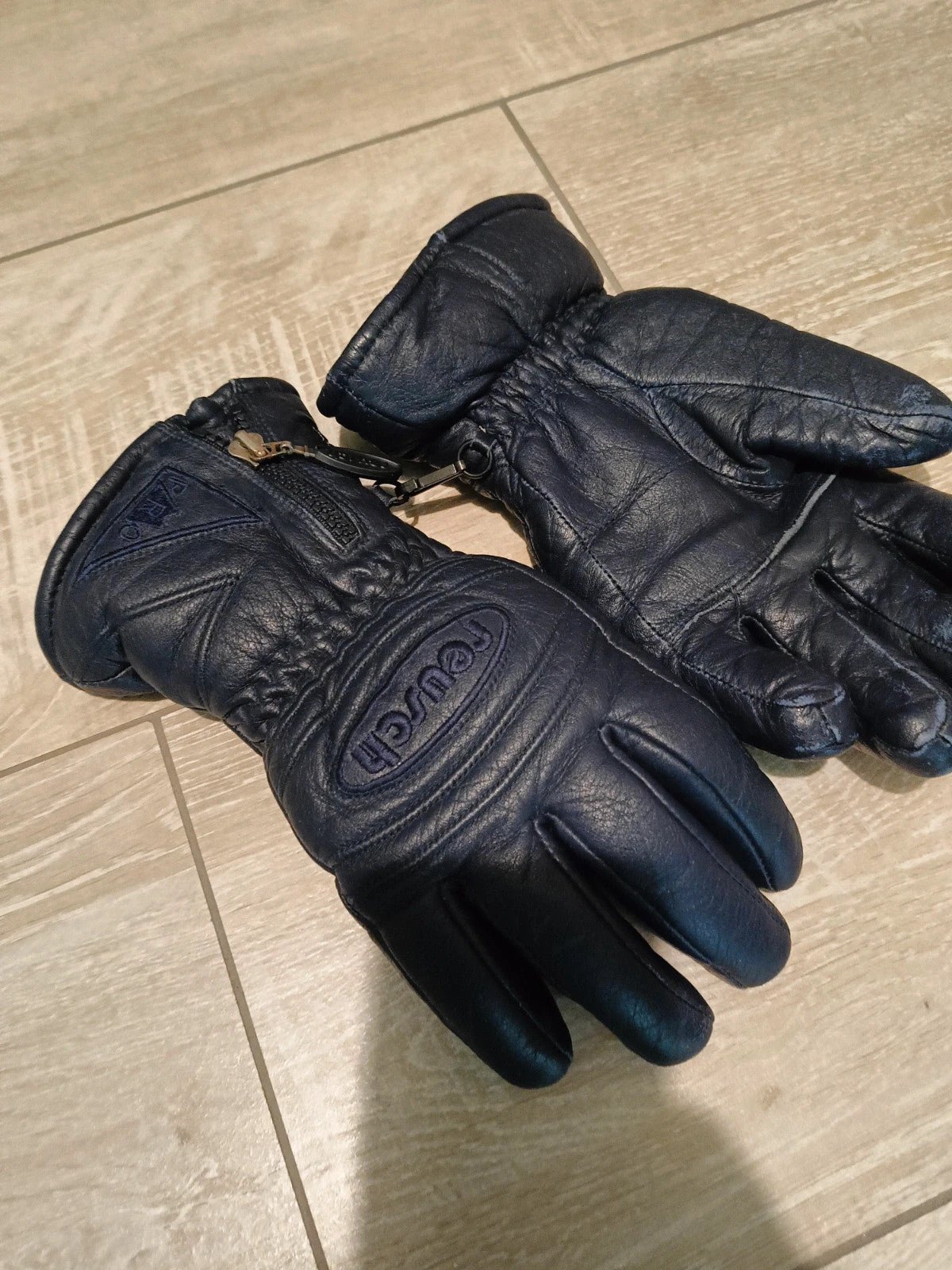 Reush guanto pelle blu uomo tg M vintage