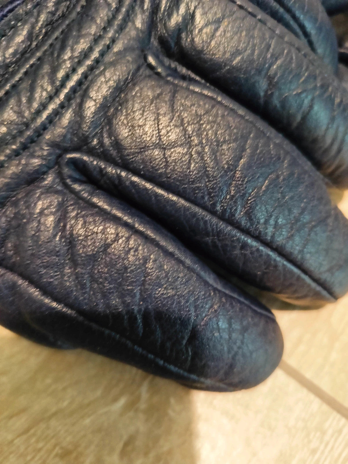 Reush guanto pelle blu uomo tg M vintage
