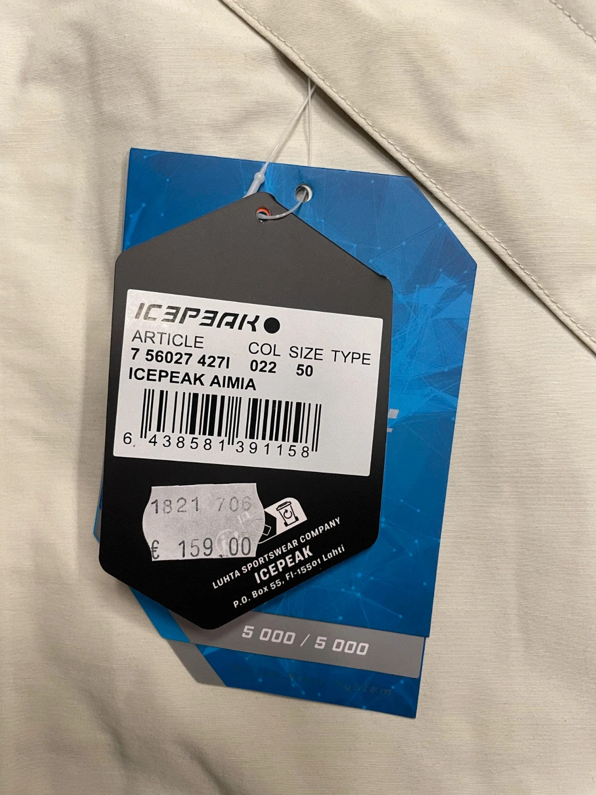 Icepeak Giacca montagna impermeabile leggero tg 50