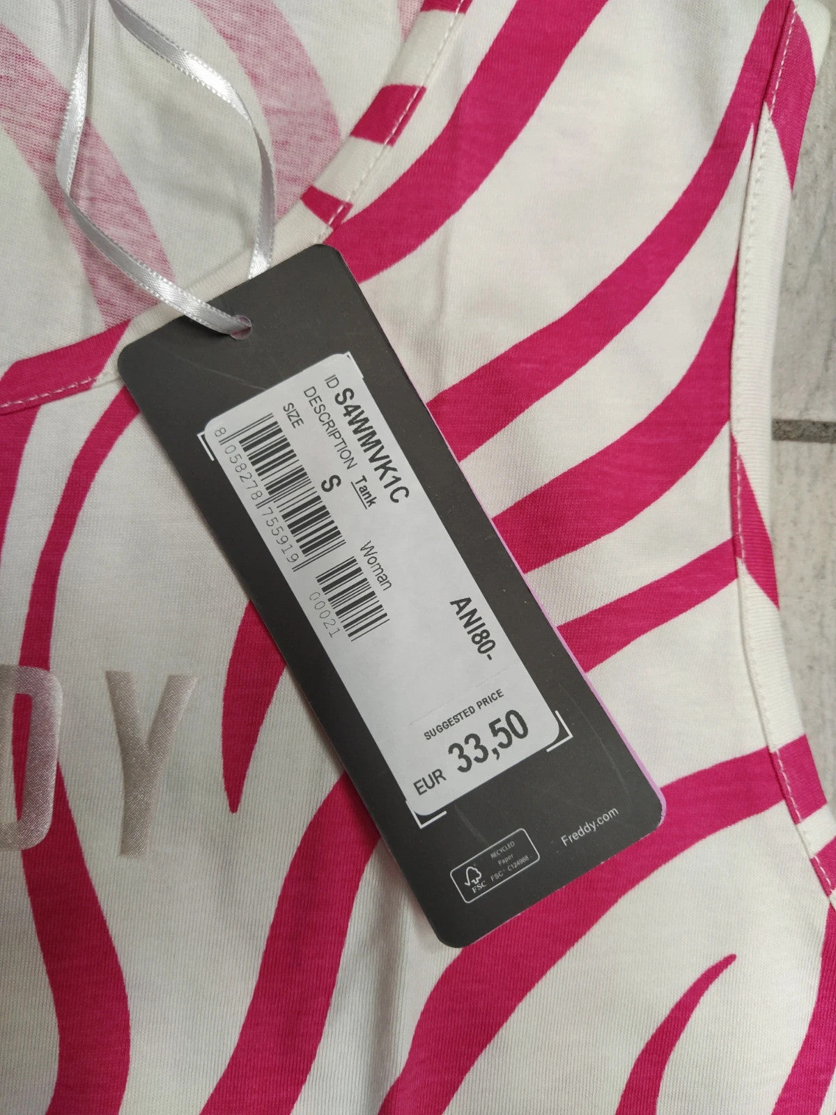 Freddy canotta zebrata rosa donna tg S