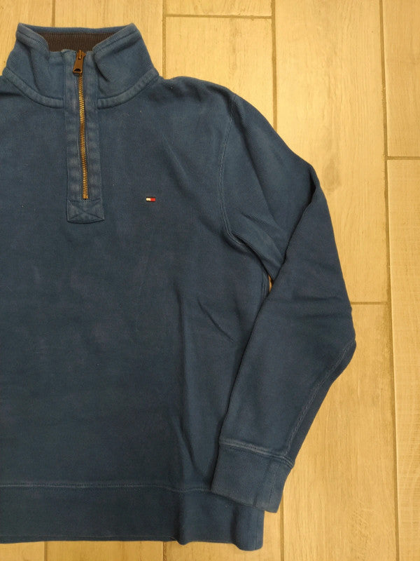 Tommy Hilfiger pullover vintage cotone mezza zip uomo tg S