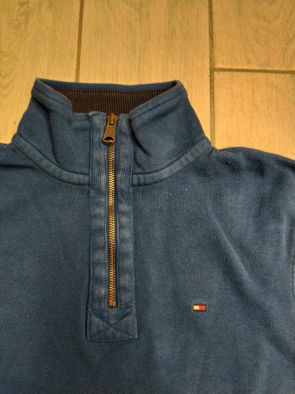 Tommy Hilfiger pullover vintage cotone mezza zip uomo tg S