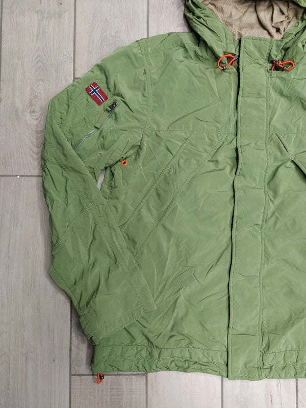 Napapijri giacca mezza stagione retina con cappuccio impermeabile vintage uomo tg XXL