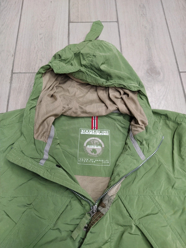 Napapijri giacca mezza stagione retina con cappuccio impermeabile vintage uomo tg XXL