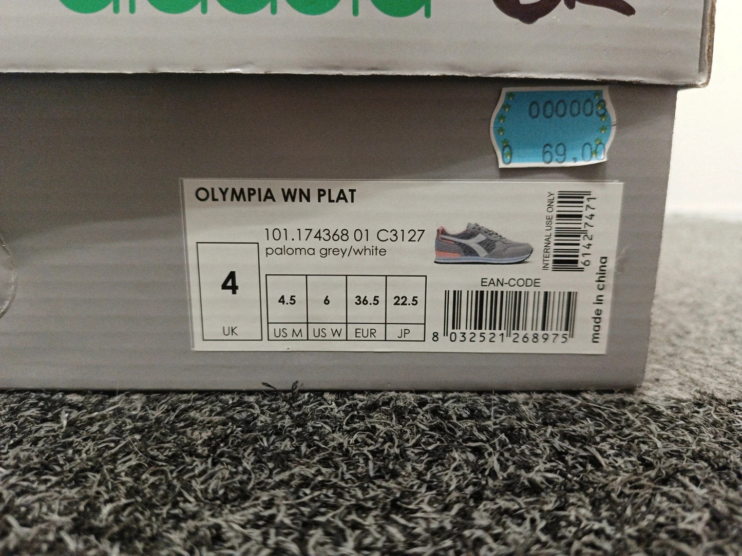Diadora scarpa da ginnastica da donna Olympia Wn Plat 36,5