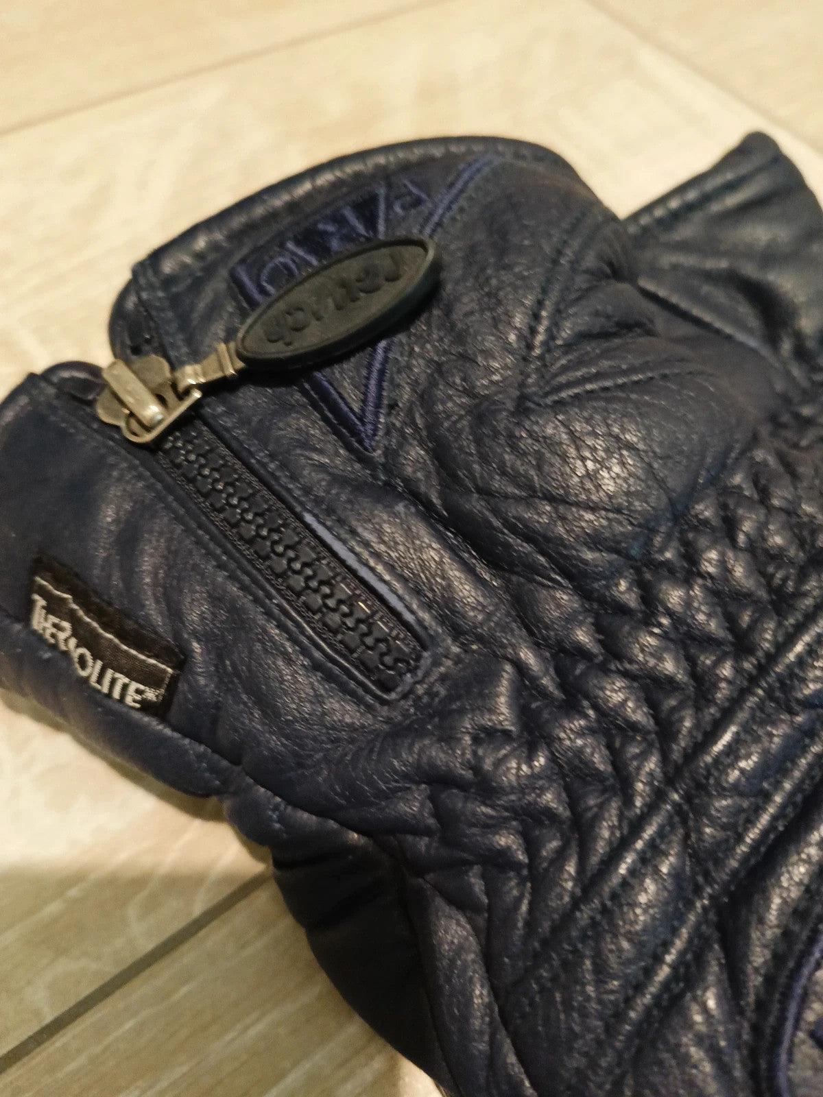 Reush guanto pelle blu uomo tg M vintage