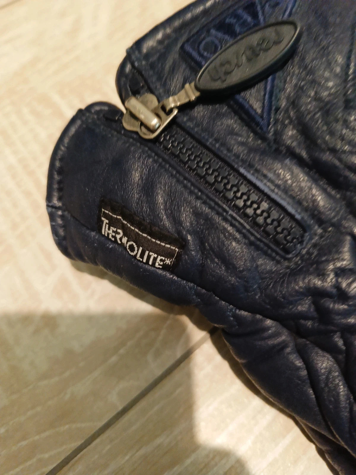 Reush guanto pelle blu uomo tg M vintage