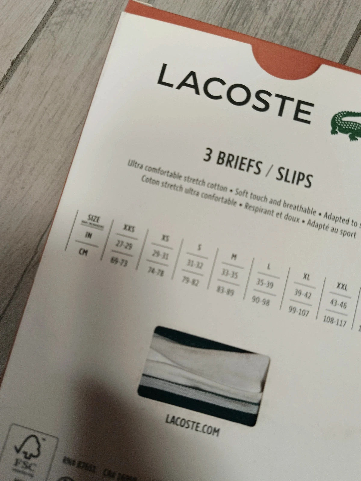 Lacoste 3 x Slip uomo bianche taglia L