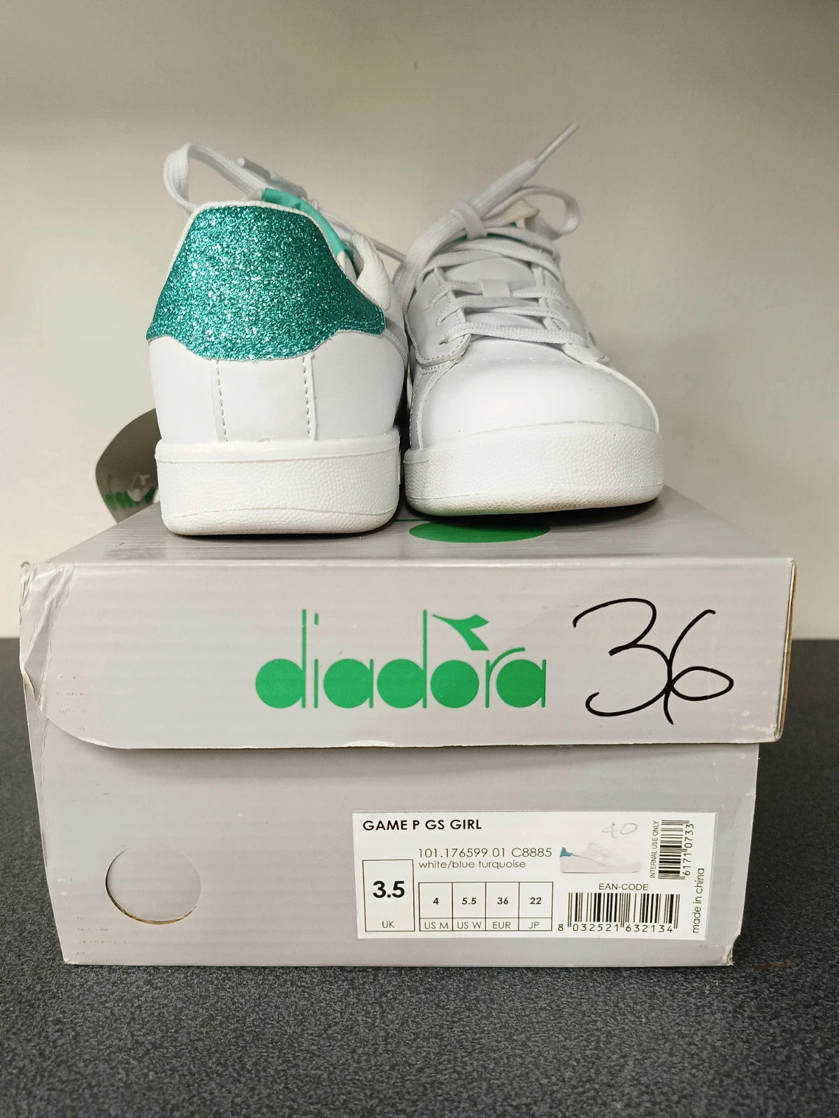 Diadora sneakers bianche lacci bambina junior n 36