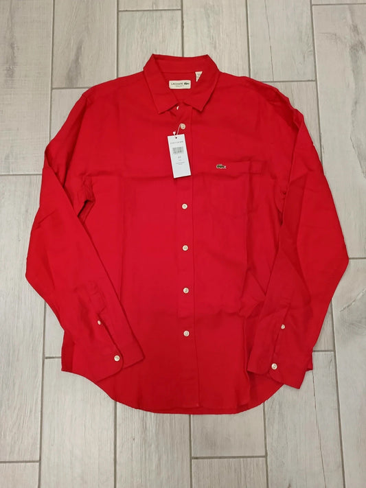 Lacoste camicia uomo cotone maniche lunghe tg 40