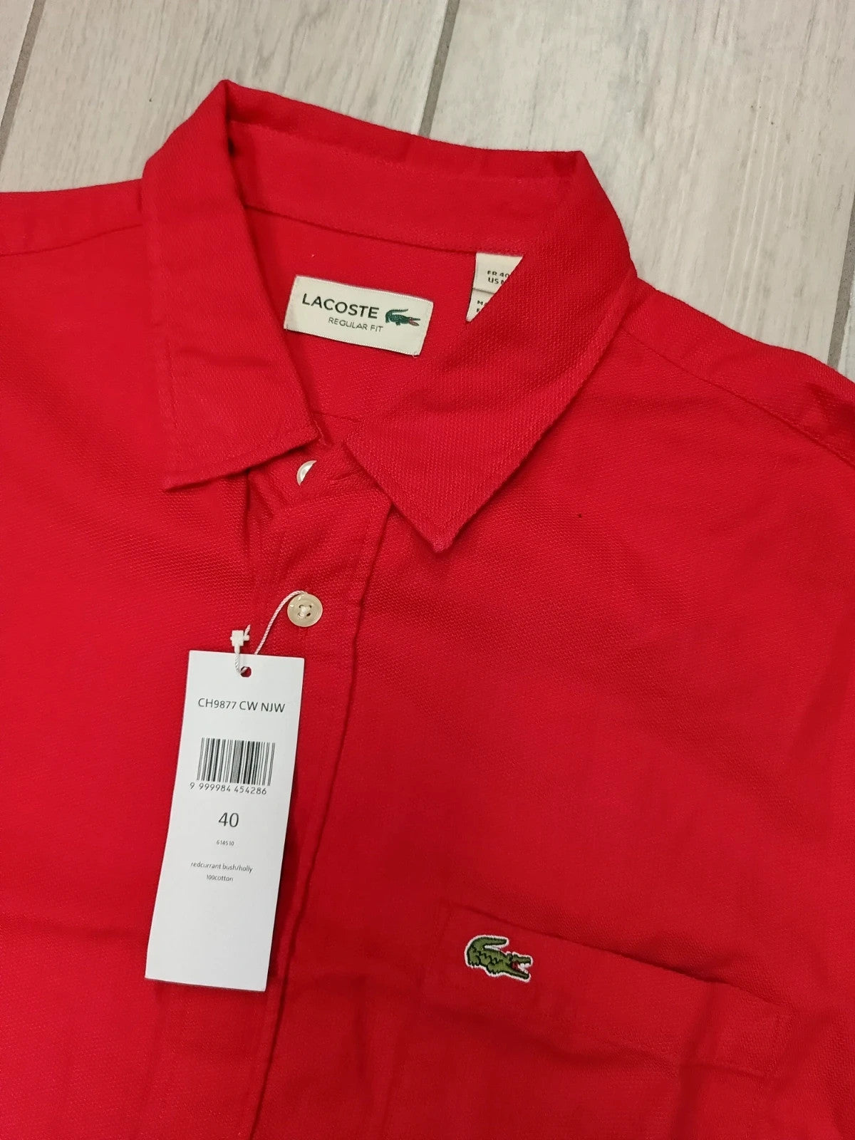 Lacoste camicia uomo cotone maniche lunghe tg 40