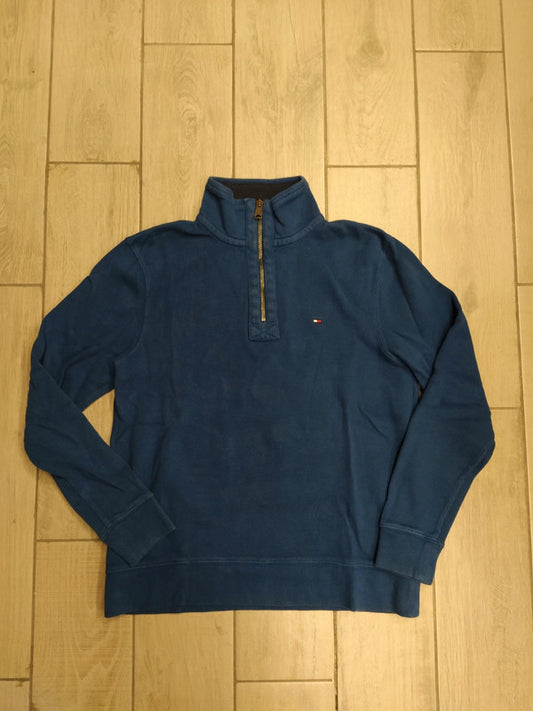 Tommy Hilfiger pullover vintage cotone mezza zip uomo tg S