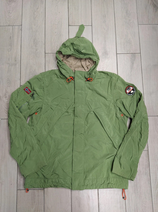 Napapijri giacca mezza stagione retina con cappuccio impermeabile vintage uomo tg XXL