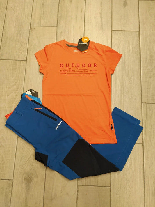 Icepeak set t-shirt e pantaloni trekking montagna jr junior bambina tg 140 cm / 10 anni