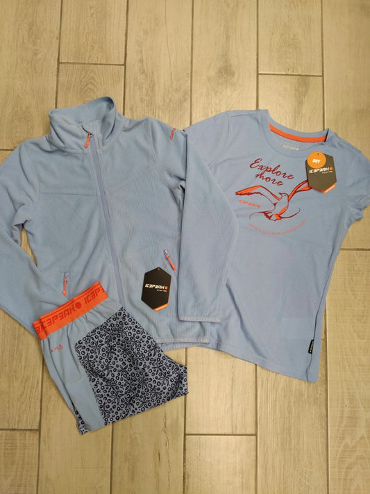 Icepeak completo montagna Midlayer micropile t-shirt e pantaloncini bimba tg 140 cm 9/10 anni