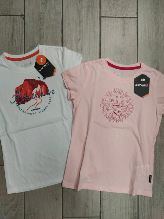 Icepeak set bambina junior jr 2 x t-shirt montagna tg 140 cm / 10 anni