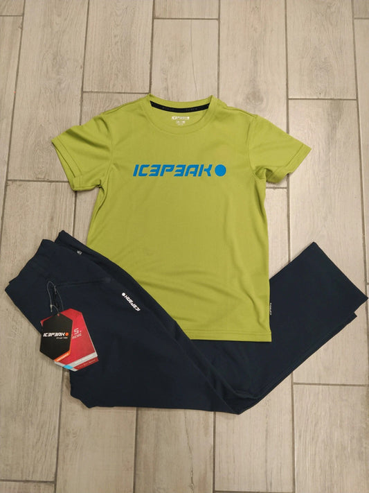 Icepeak set completo t-shirt tecnica e pantaloni tecnici montagna bambino tg 140 cm / 9-10 anni