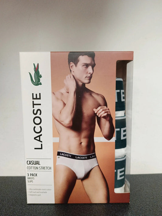 Lacoste 3pk slip uomo bianche cotone tg M