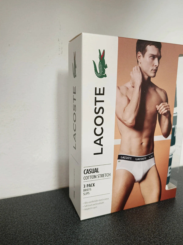 Lacoste 3pk slip uomo bianche cotone tg M