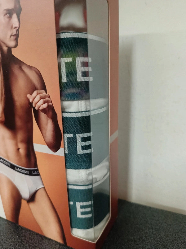 Lacoste 3pk slip uomo bianche cotone tg M