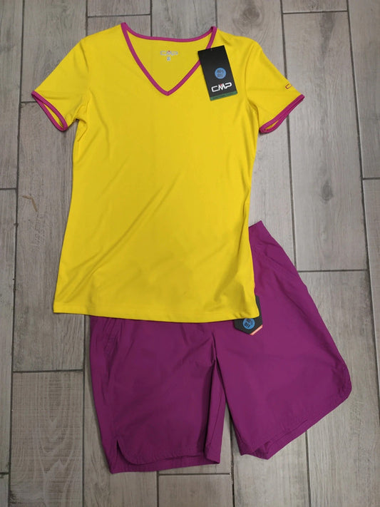 CMP set completo t-shirt tecnica pantaloncino trekking montagna donna tg S