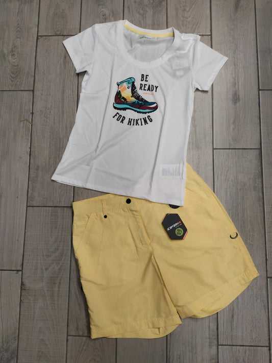 Icepeak set t-shirt e pantaloncini montagna trekking donna tg S